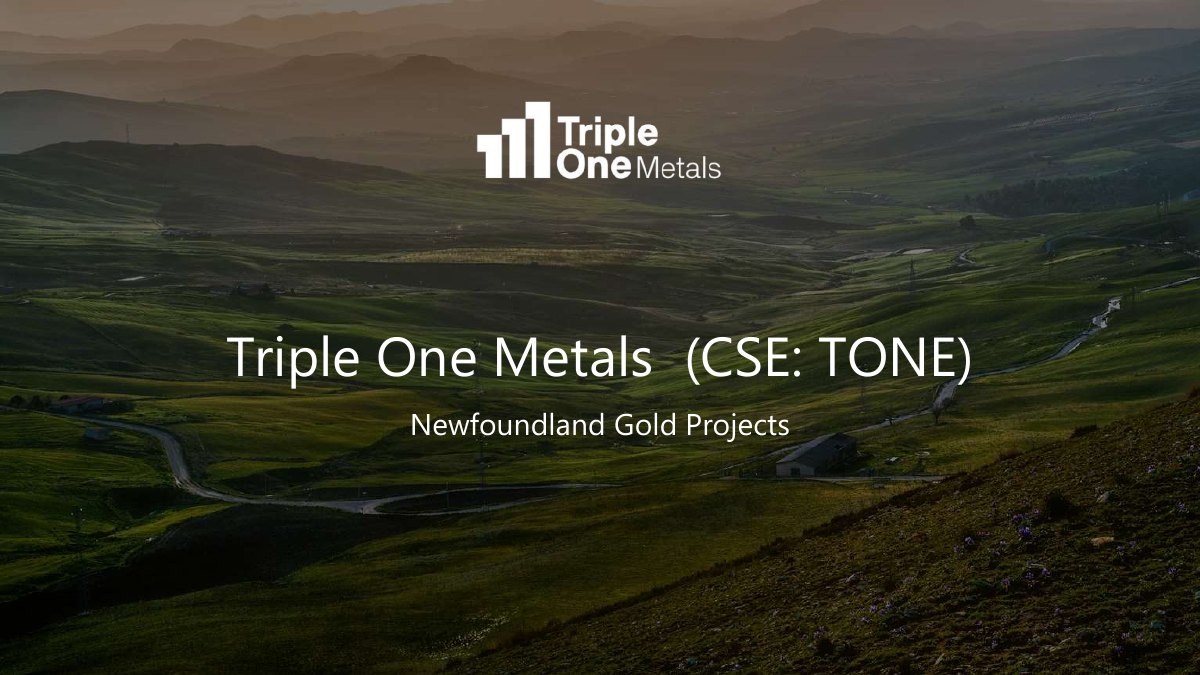 Cover of the Triple One Metals Newfoundland Gold Projects presentation